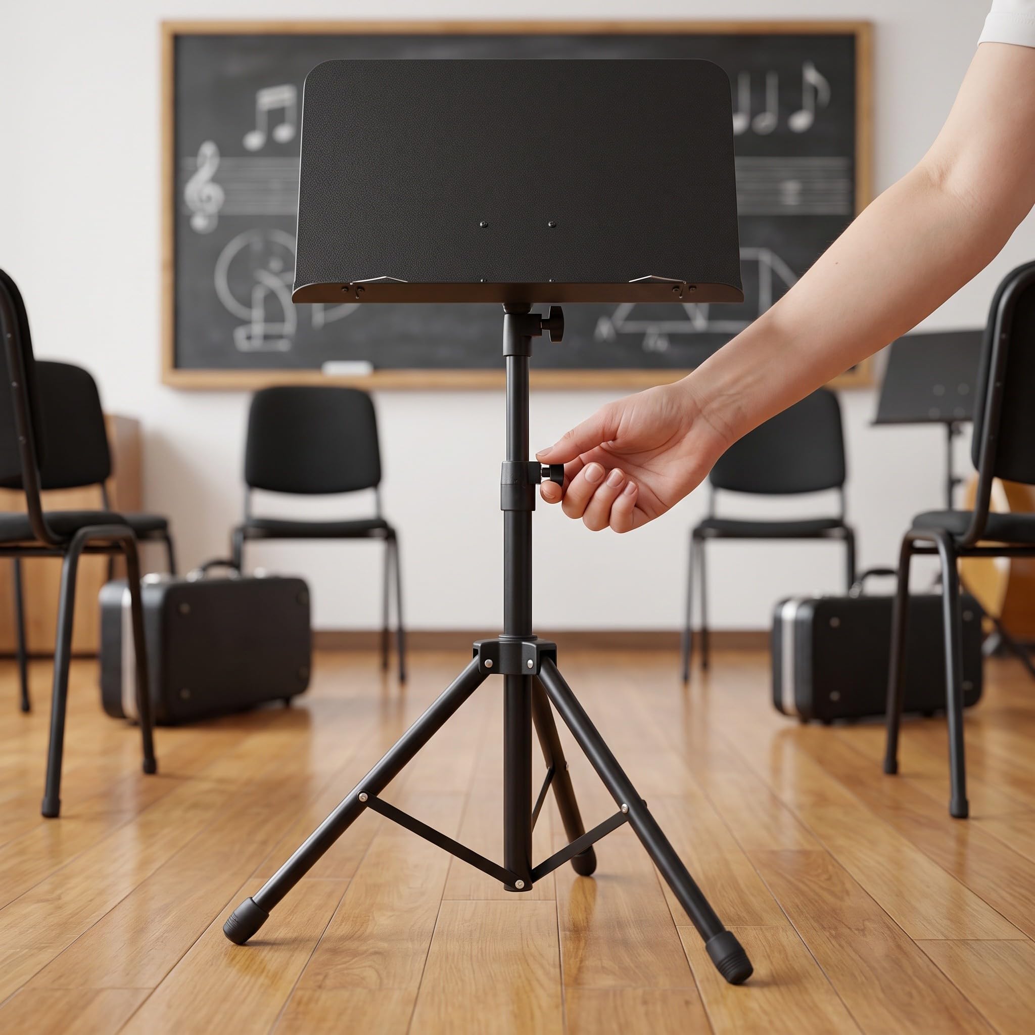 Kisangel Leggio per spartiti: leggio orchestrale, supporto pieghevole in metallo con treppiede - supporto portatile per spartiti per banda, coro, concerti e prove.