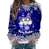 Ugly Christmas Sweater Women Christmas Tree Sweatshirts Long Sleeve Crew Neck Holiday Merry and Br