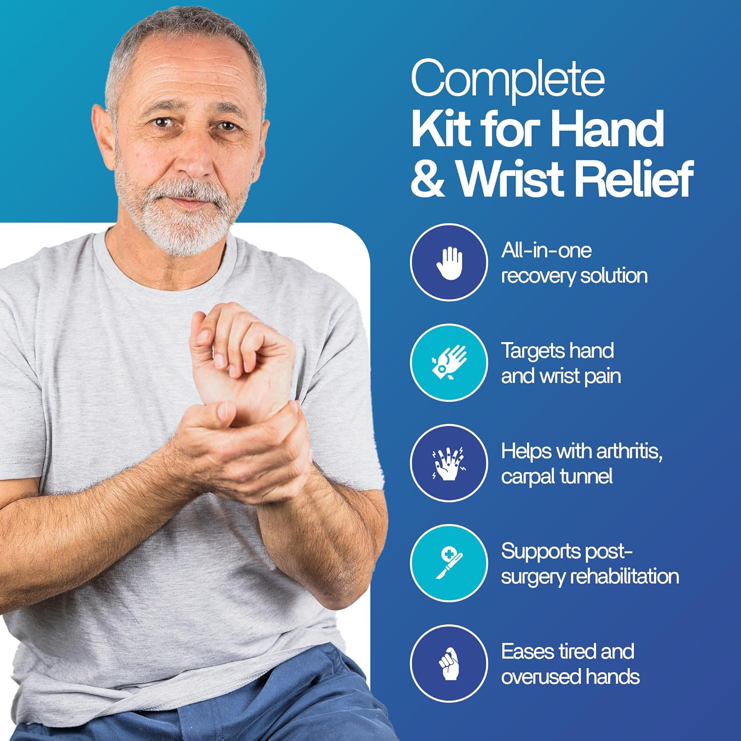 Hand using a finger massager