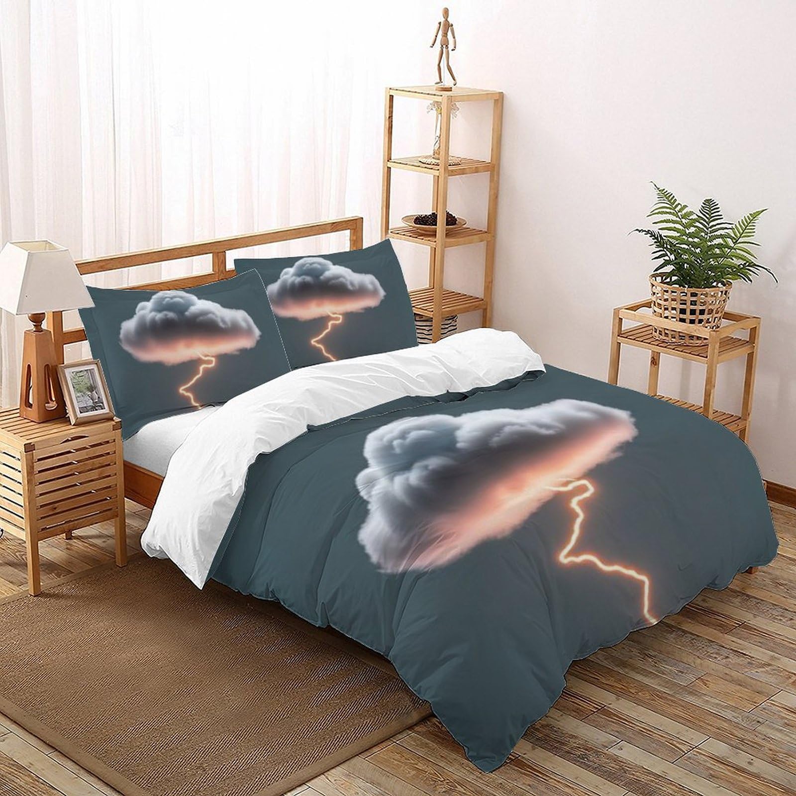 Housse de couette microfibre 220x240cm facile à border avec fermeture éclair pour grand lit