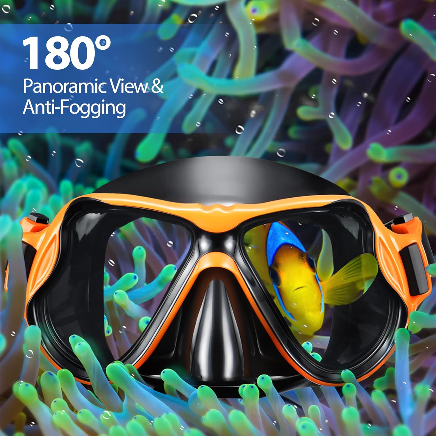 Flavocal 2-Pack Adults Kids Snorkel Set, 180° Panoramic Wide View Snorkel Mask, Anti-Fog Lens Diving Mask, Anti-Leak Dry Snorkeling Gear for Adults Kids, Free Breathing & Adjustable Strap Scuba Mask : Sports & Outdoors