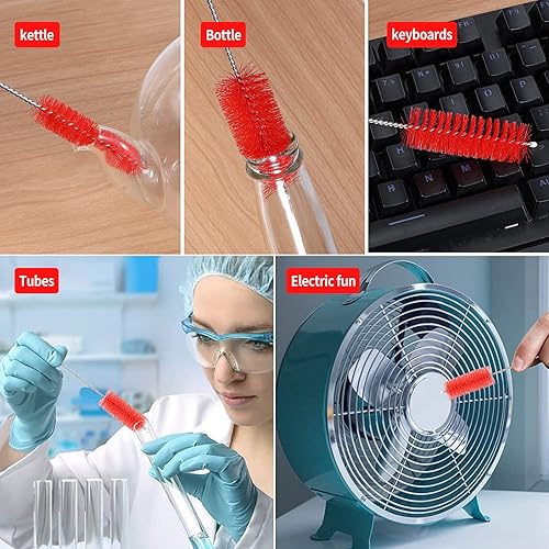 Vista 46 de CiaraQ Cepillos de limpieza de botellas, juego de cepillos de tubo de nailon de 8 pulgadas, limpiador para botellas de cuello estrecho, tazas