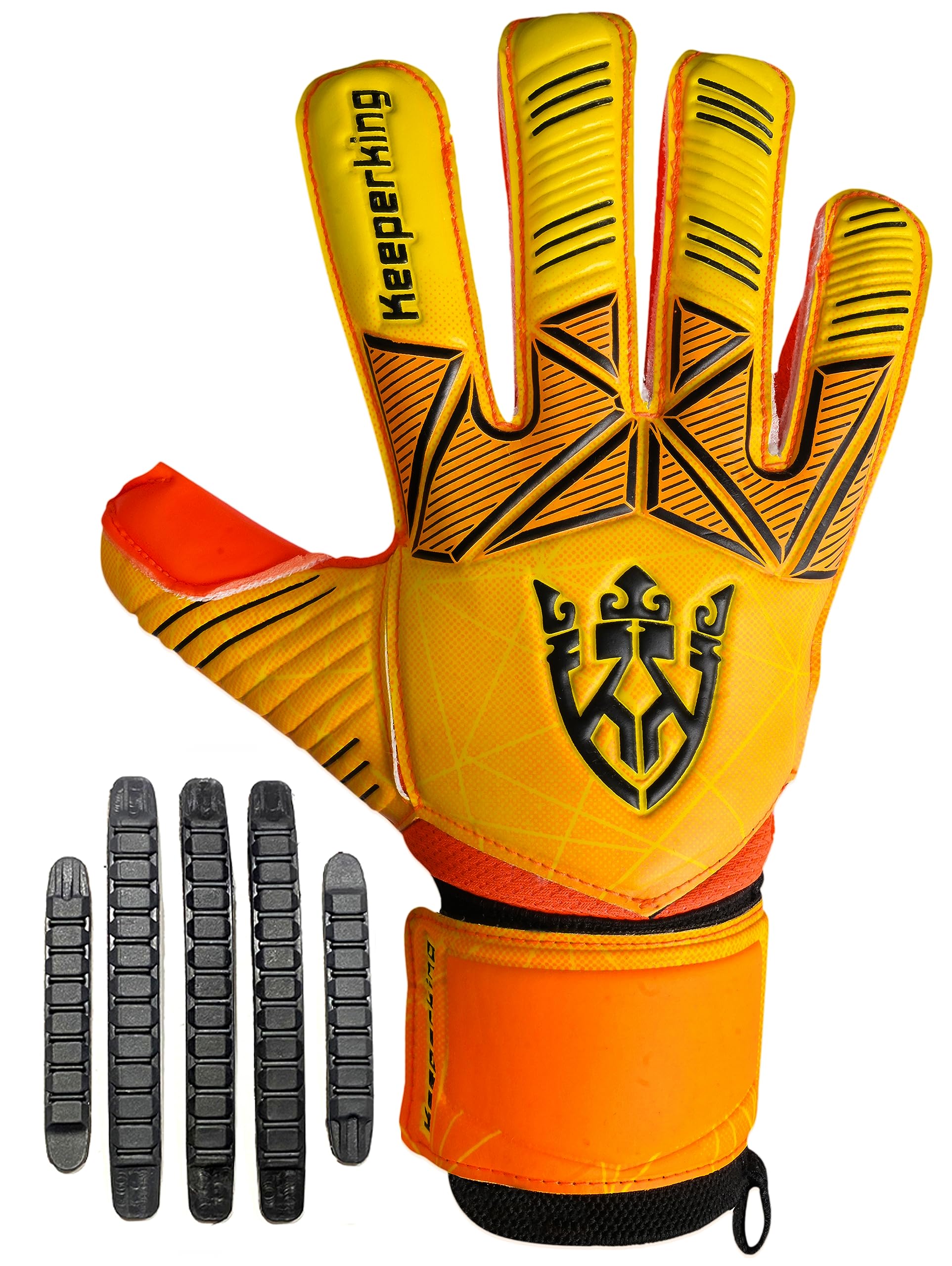 Keeperking - Guanti da portiere per adulti, bambini e adolescenti, con e senza protezione per le dita rimovibile, da 4 mm, unisex,