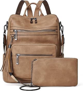 Shrrie Backpack Purse for Women Leather Backpack Fashion Designer Travel Backpack Convertible Shoulder Bag