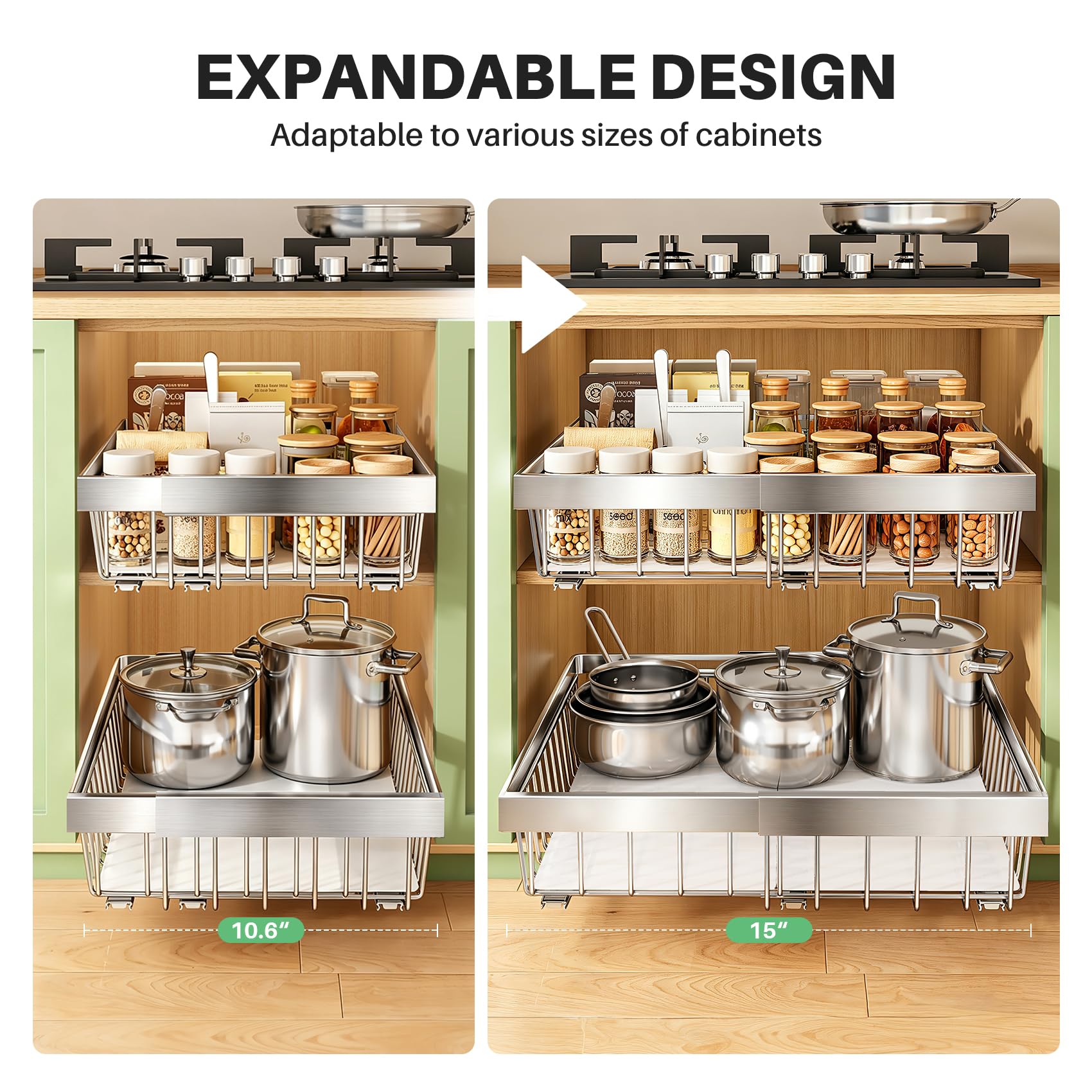 Kitstorack Lot de 4 organiseurs extensibles (26,9 à 38,1 cm) de large x