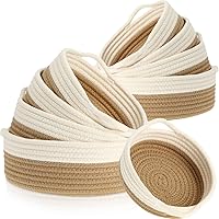 Sieral 10-Pack Woven Cotton Rope Baskets - 5 Sizes Boho Storage Bins for Shelves, Closets, Nursery, Entryway & Home Decor (Brown)
