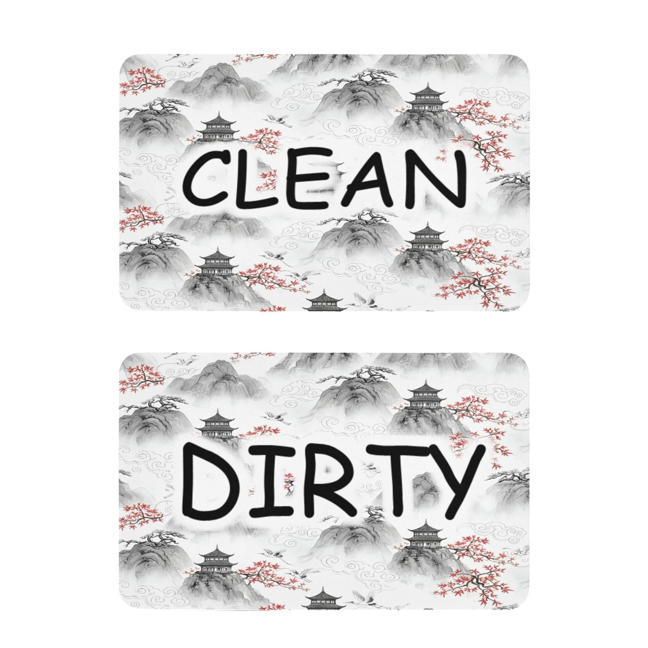 Kutsu Dishwasher Magnet Clean Dirty Sign Indicator, Pavilion Fridge Magnet, Easy to Read, 2 Pack