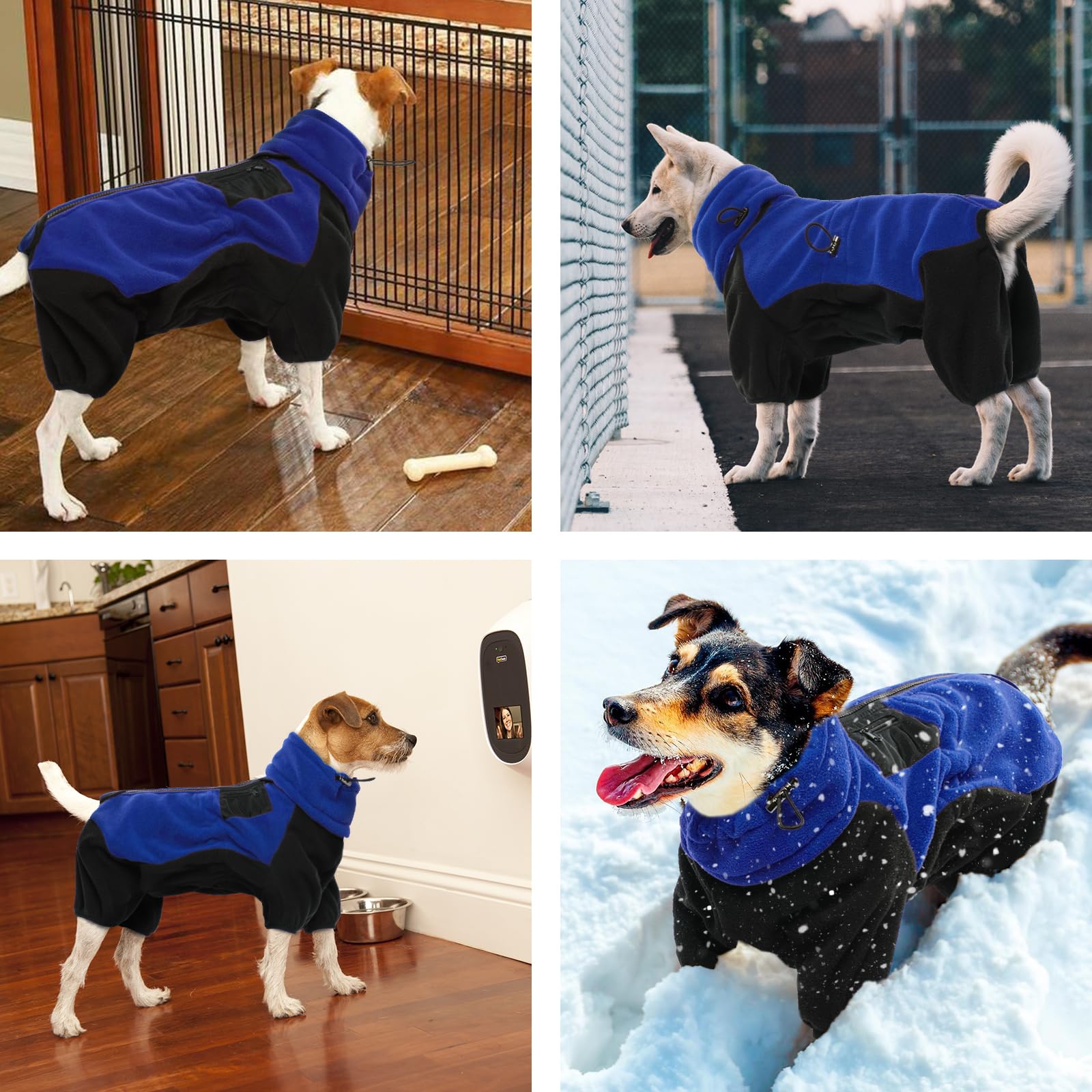 Cappottino Invernale Cani Piccoli Giubbotto Pile Caldo Abbigliamento Veste Cani Felpa Cuccioli Tuta Neve Chihuahua Blu XL