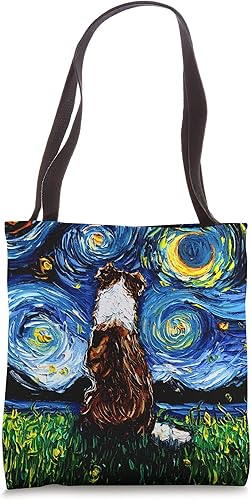 Aja Bolsa de mano con diseño de perro estrellado en la parte trasera de Collie en color rojo y blanco 16 pulgadas Blanco