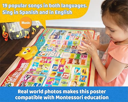 Miniatura 11 de Gufino Tabla de pared del alfabeto - Juguetes bilingües con botones táctiles interactivos para aprendizaje independiente y guiado - Ideal