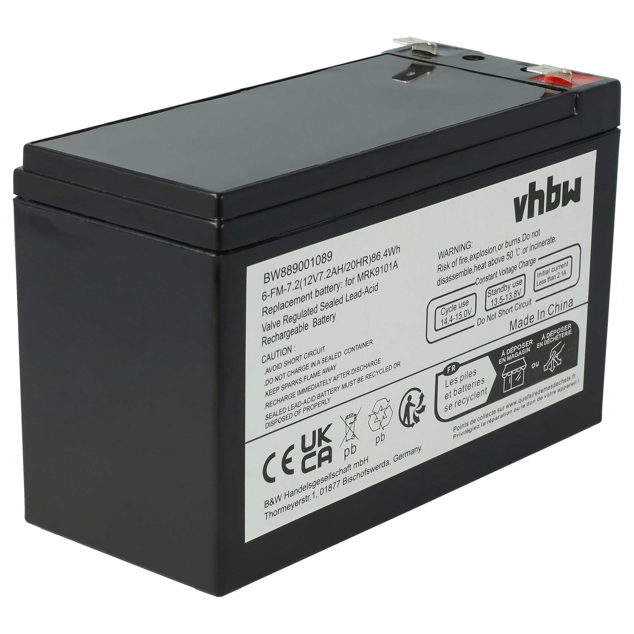 vhbw batteria compatibile con Robomow RX 20 U, RX 20u tagliaerba, robot tagliaerba (7200mAh, 12V, piombo-acido sigillato)