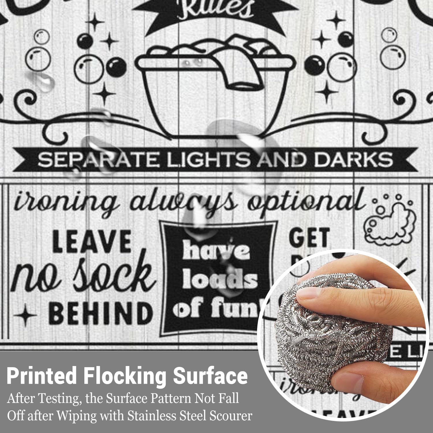 Laundry Room Rules Rug - Farmhouse Kitchen Floor Mat -Laundry Room Rug- Runner Decor -Washable Floor Carpet for Washroom Mudroom Kitchen Bathroom Hallway-20 x 59