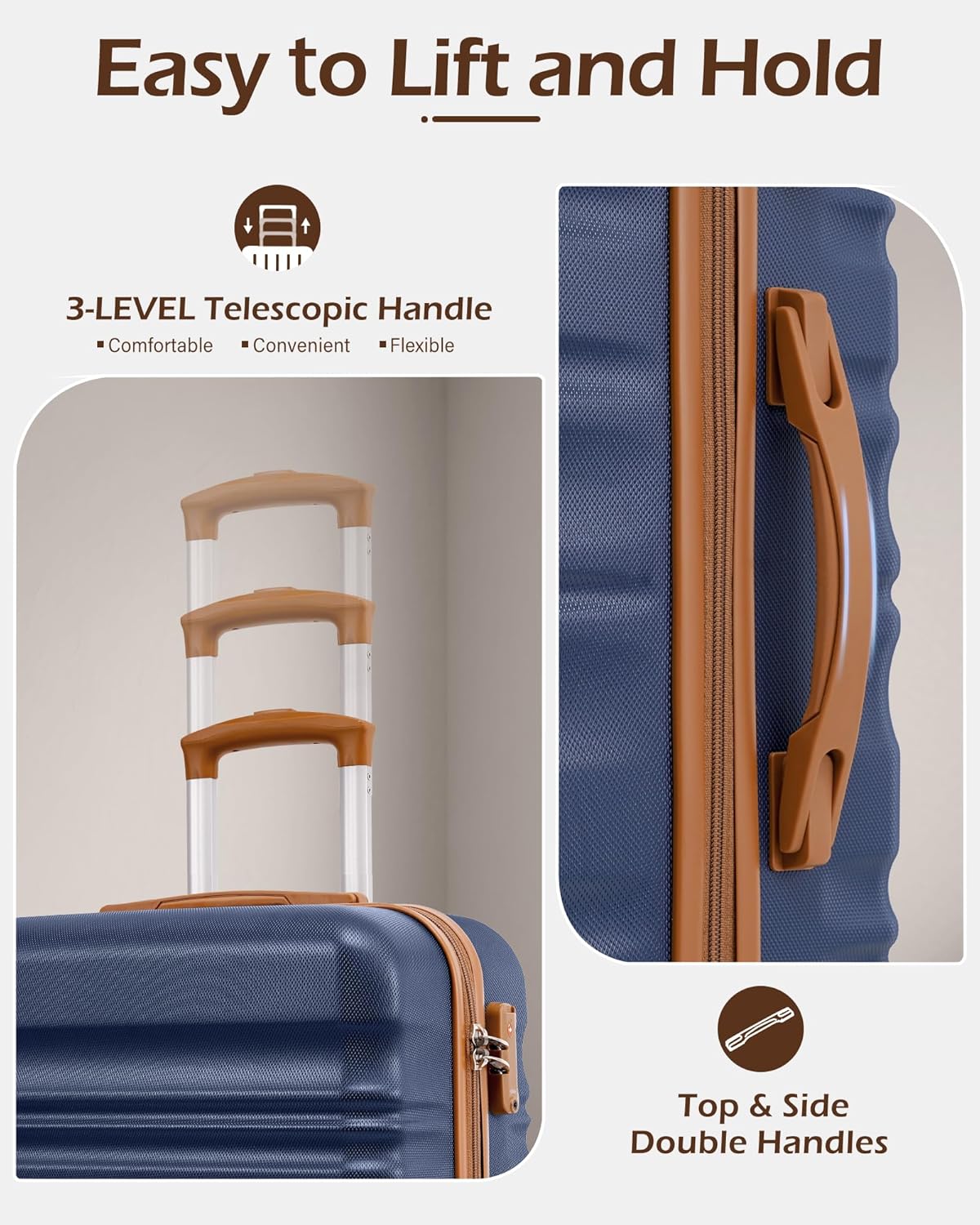 LONG VACATION Luggage Set 6 Piece Luggage ABS hardshell TSA Lock Spinner Wheels Luggage Carry on Suitcase (NAVY, 6 piece set) - Image 4