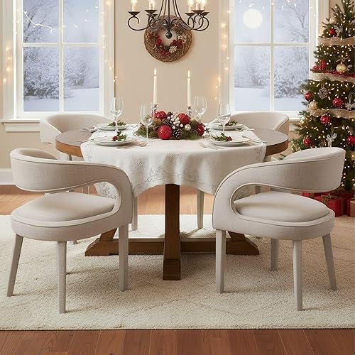 Miniatura 42 de Juego de 2 sillas de comedor de terciopelo verde, modernas sillas de comedor tapizadas con respaldo abierto y brazos, cómodas sillas laterales para