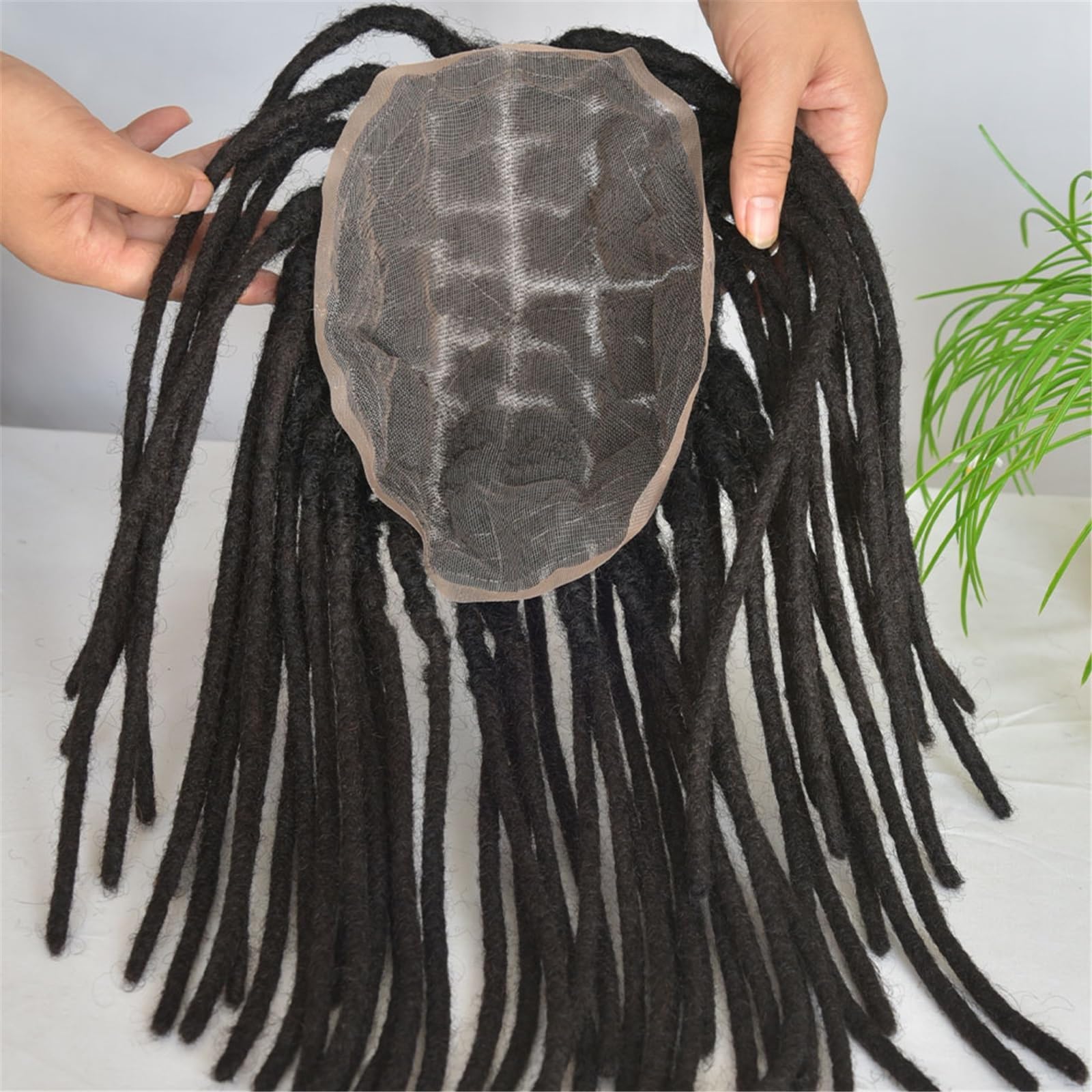 Tupecik męski 12-calowe przezroczyste, pełne koronkowe dredy z podstawą Afro Dredy ludzkich włosów Treski(10 Inches)