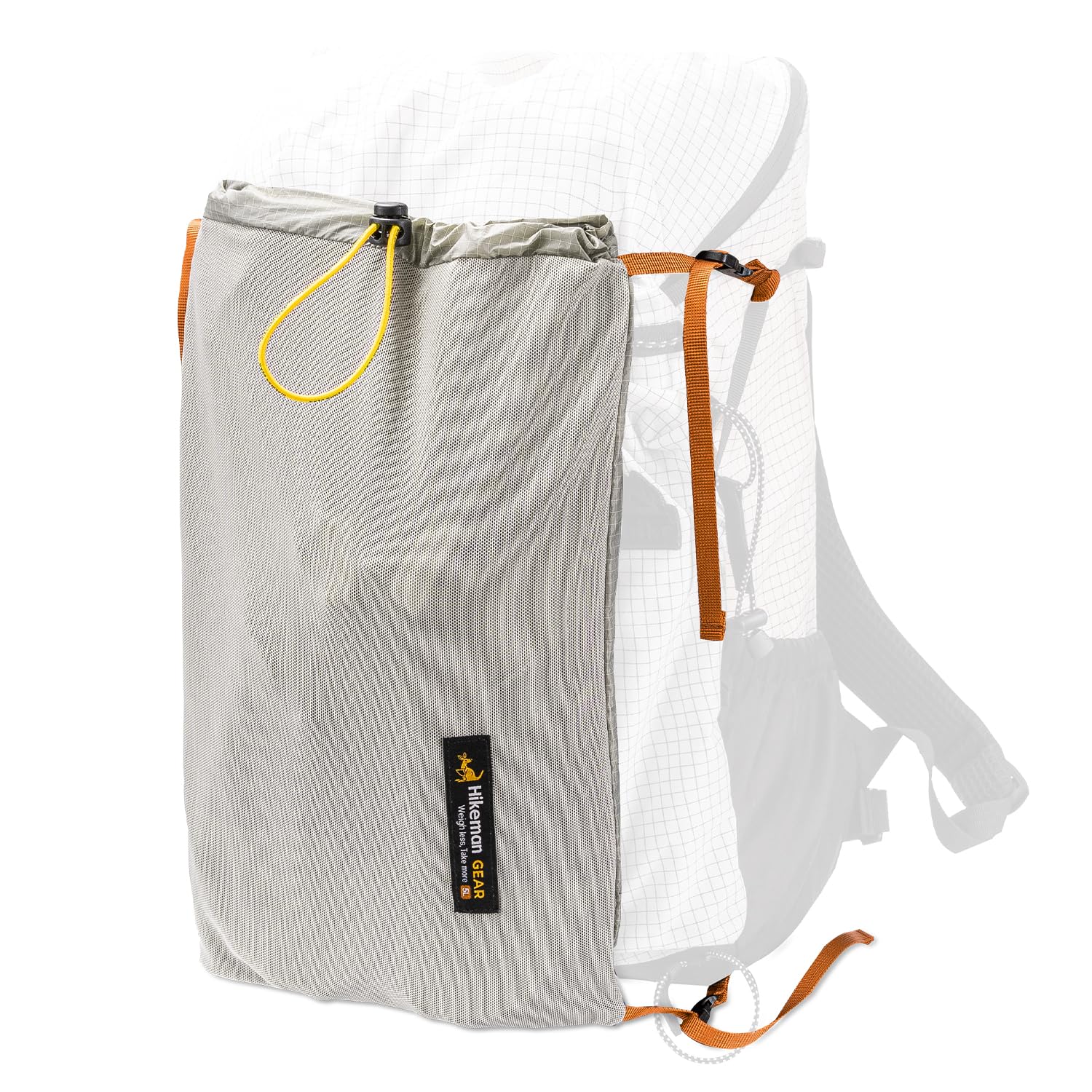 HIKEMAN Kängurutasche für Rucksack, leichte, atmungsaktive Vordertasche, elastische Netztasche, Platz für nasse Kleidung/Regenausrüstung