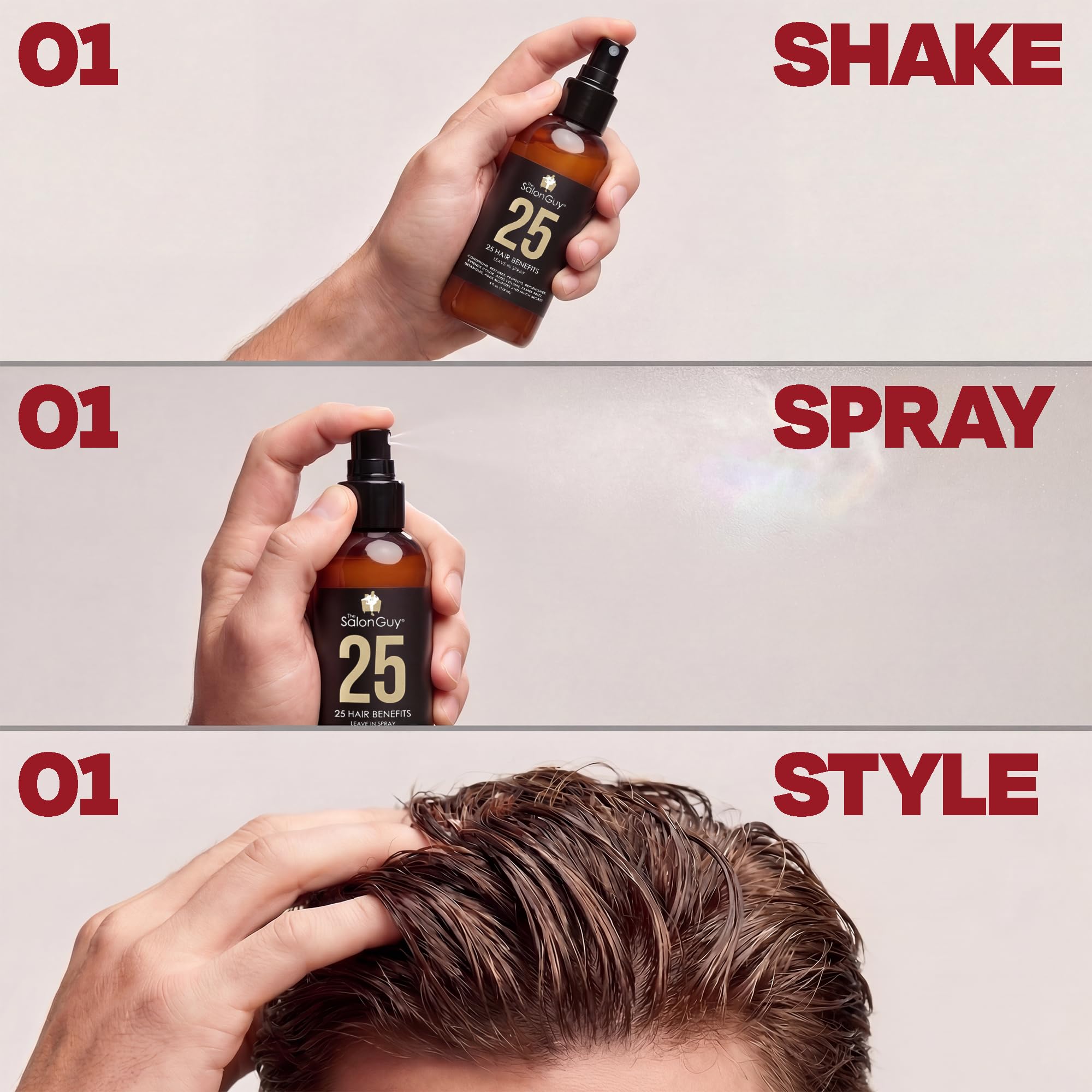 THESALONGUY Acondicionador sin enjuague con 25 aerosoles, tratamiento de reparación capilar con colágeno, queratina y biotina para hombres y mujeres, fortalece, desenreda y protege, fórmula ligera y