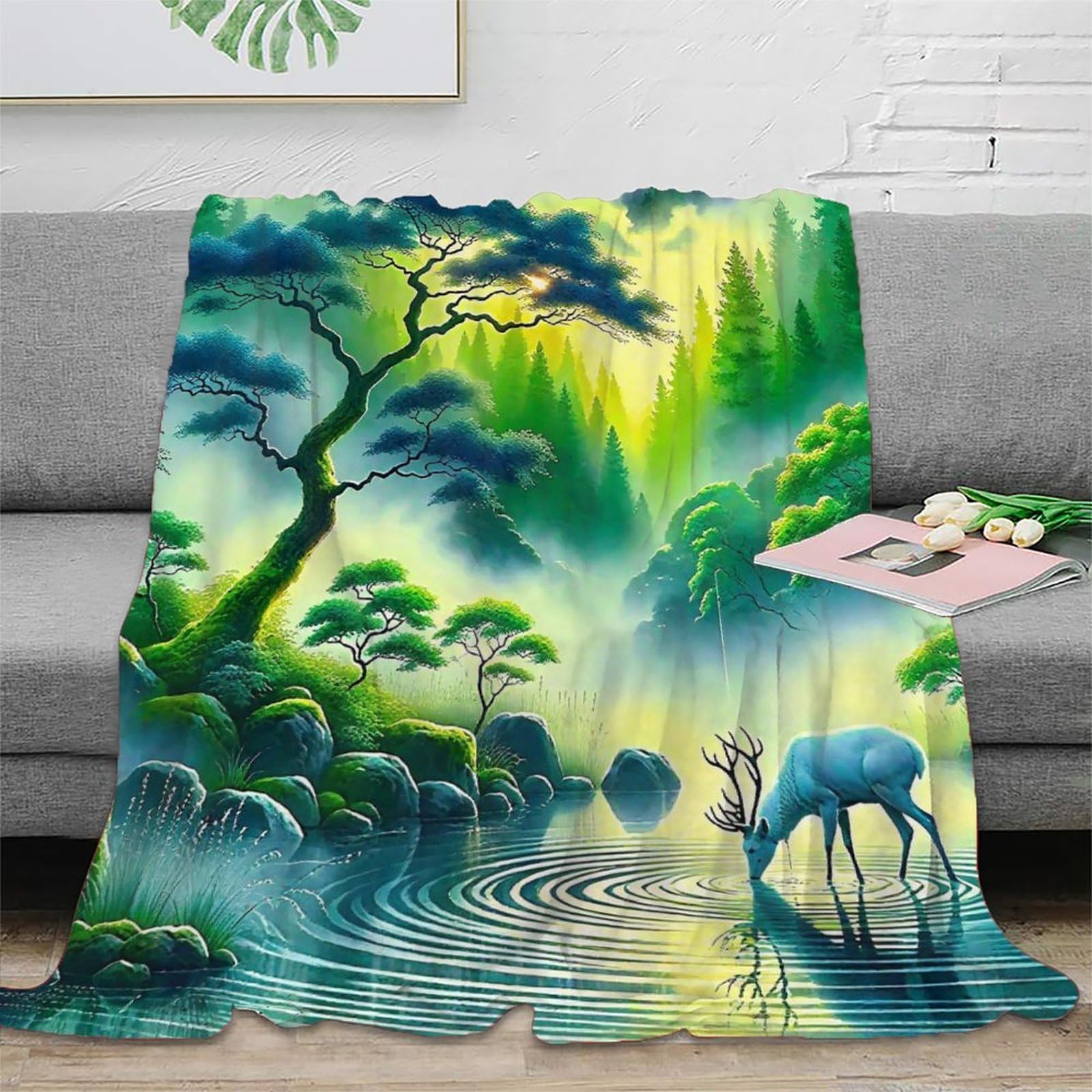 Couverture douillette jungle 3D plaid microfibre chaud pour canapé
