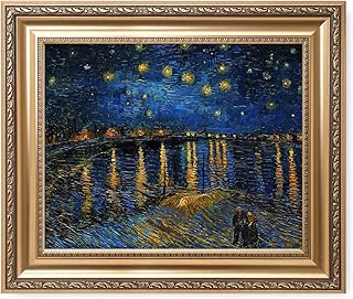 DECORARTS - Starry Night Over The Rhone By Vincent Van Gogh Classic Art. Giclee Print Framed Art for Wall Decor. Picture Size: 20x16, Framed Size: 26x22
