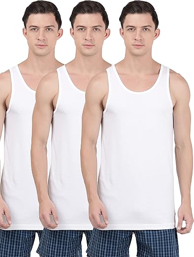 Jockey 8820 Men’s Super Combed Cotton Round Neck Sleeveless Vest with Extended Length for Easy Tuck (Pack of 3)