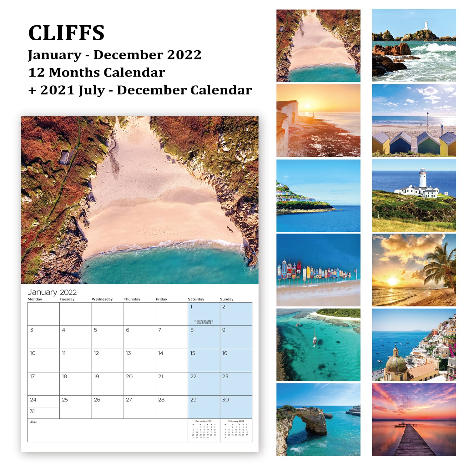 2022 Wall Calendar Month To View Calendar With Coastal Scenes Jan 2022-wall-calendar-month-to-view-calendar-with-coastal-scenes-jan