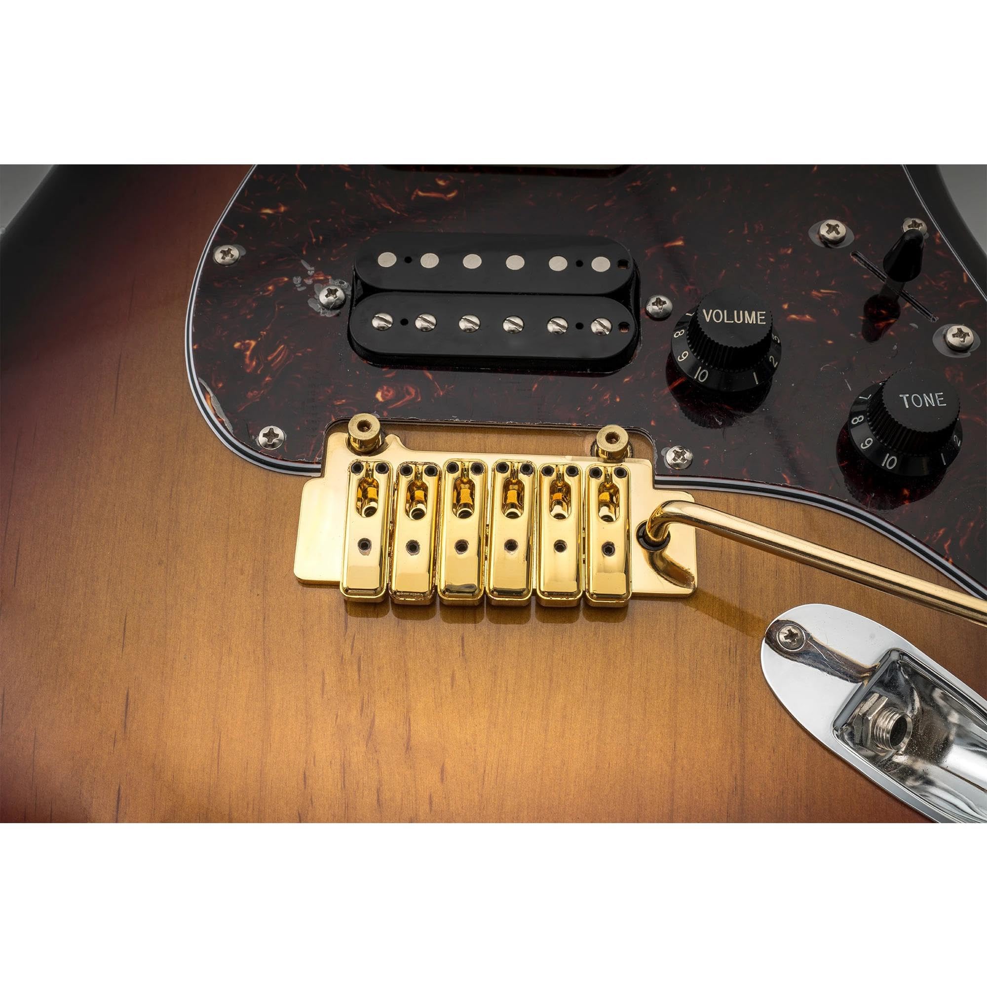 Ponte Per Chitarra Braccio Pop-in A 2 Punti Con Ponte Tremolo A Sella Individuale Da 52,5 Mm Per Parti Di Ricambio Chitarra(Gold)