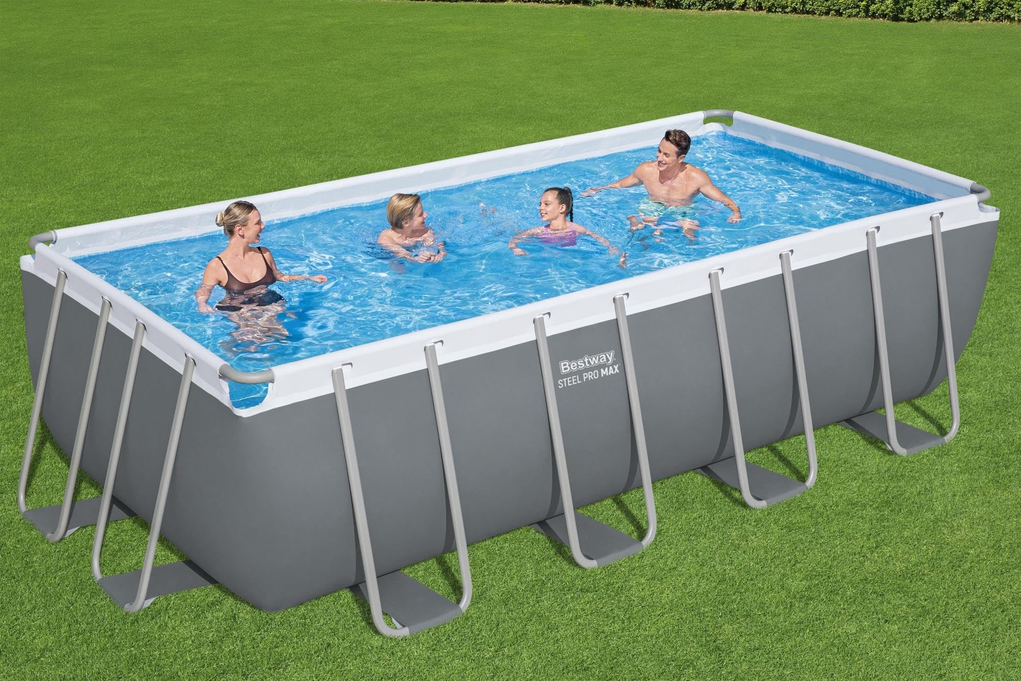 Bestway - Piscine Hors Sol Steel Pro Max, Filtre à Cartouche, bâche, échelle - 488 cm x 244 cm x 122 cm - Gris foncé