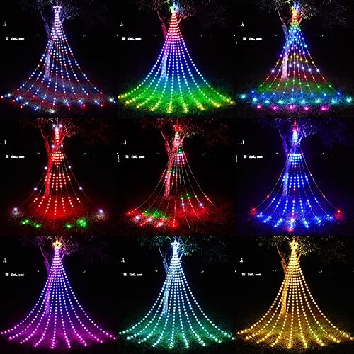 Miniatura 4 de Guirnalda de luces de Navidad de 11.8 pies para exteriores, aplicación inteligente, control remoto RGB que cambia de color, 344 luces LED de cascada