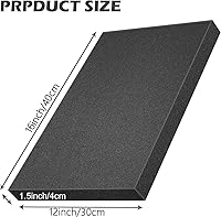 Vista 2 de 2 piezas de láminas de espuma de poliuretano - 16 x 12 x 1.5 pulgadas, insertos de espuma cortables para estuches - almohadillas de espuma de 16 x