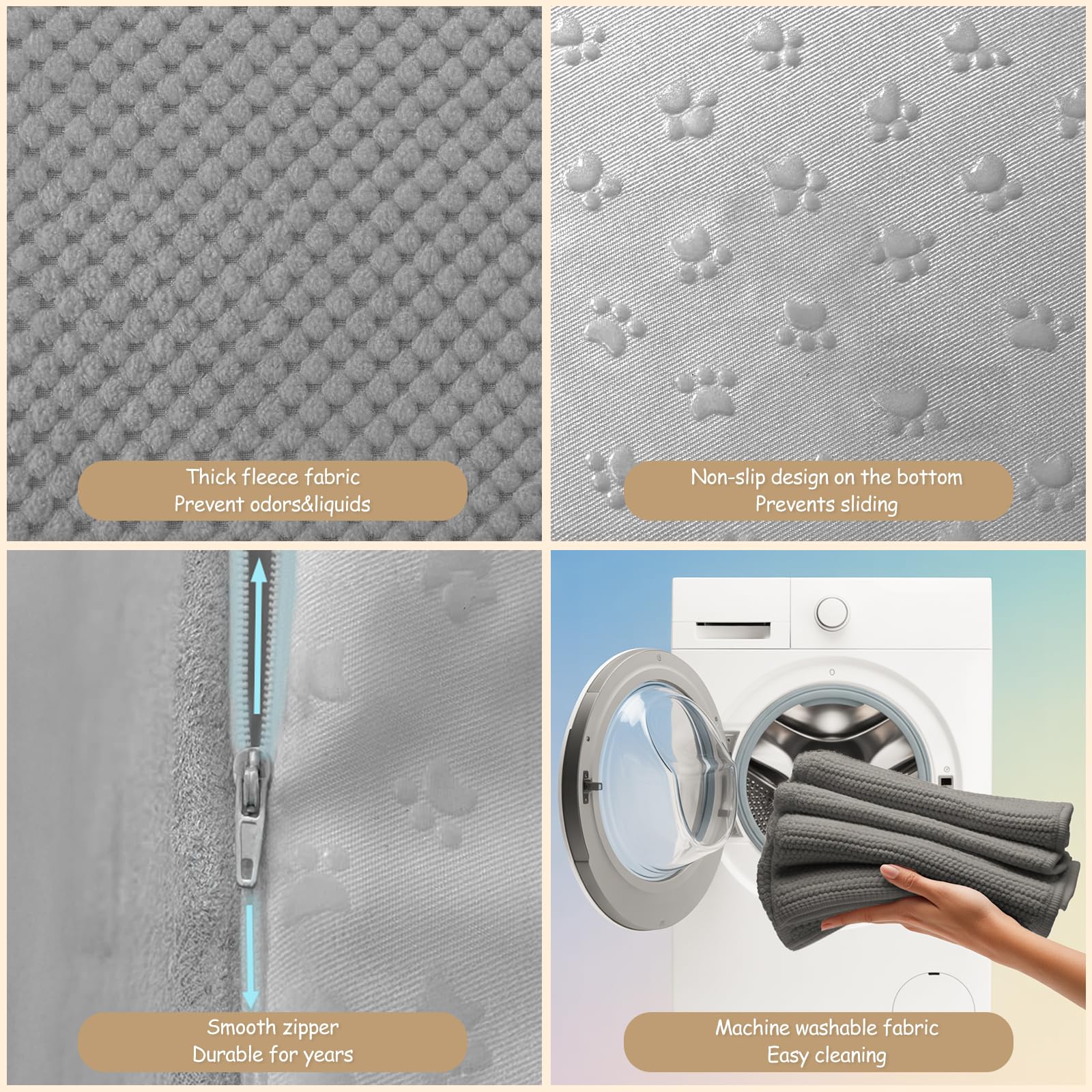 Escalier pour Chien et Chat D86 x W42 x H57 cm Housse Lavable Mousse Antidérapant Haute densité Gris 5 marches