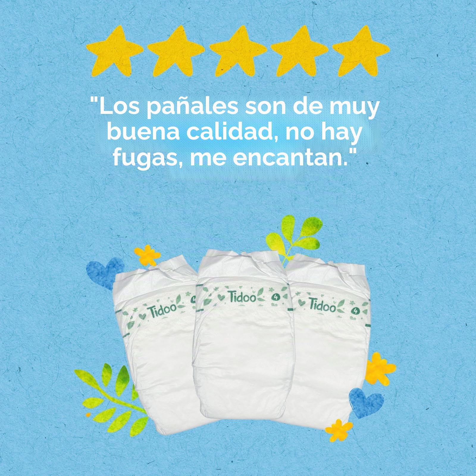 Tidoo – Pañales ecológicos talla 2 (3-6 kg) – Origen natural, libre de sustancias nocivas – 12 horas secas, ultra absorbentes – Fabricado en Francia – 150 capas desechables – Paquete de 1 mes