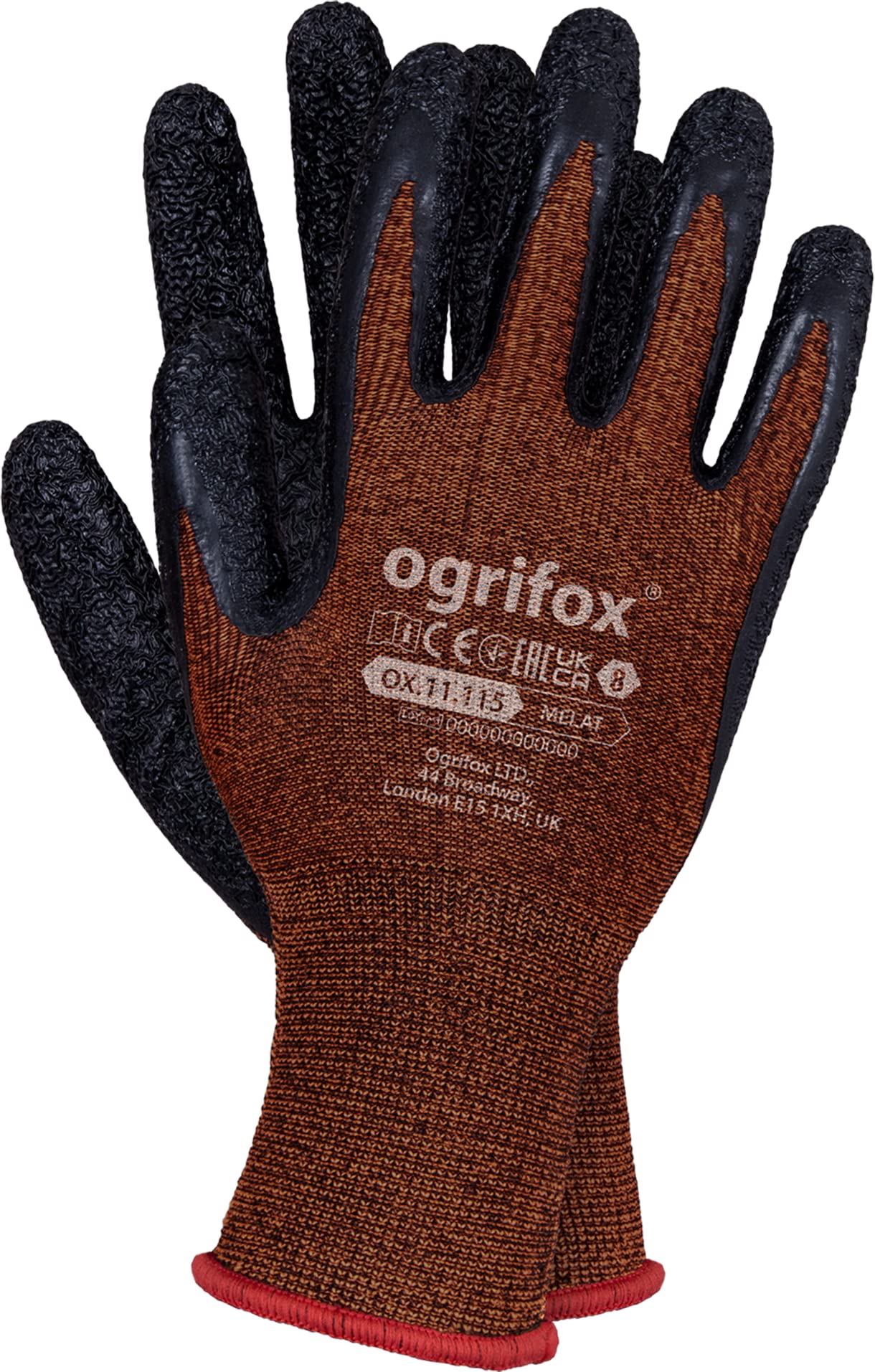 Ogrifox OX-MELAT Rękawice Lateksowe, Rękawice Ochronne, Rękawice Gumowe, Rękawice Ochronne, Pomarańczowo-Czarne, Rozmiar 7, 240 Par