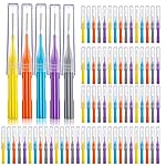 Patelai 100 Pieces Braces Brush for Cleaner Interdental Brush Toothpick Dental Flossing Head Oral Hygiene Flosser Tooth Cleaning Tool(Orange,Yellow, Light Blue, Purple, Grey)