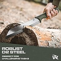 Vista 2 de ODENWOLF W Machete – Machete de supervivencia de espiga completa con funda – Cuchillo machete fuerte de acero D2 para cortar árboles, para trabajo