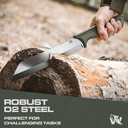 Miniatura 2 de ODENWOLF W Machete Machete de supervivencia de espiga completa con funda Machete fuerte de acero D2 para cortar árboles, para trabajo en el patio,