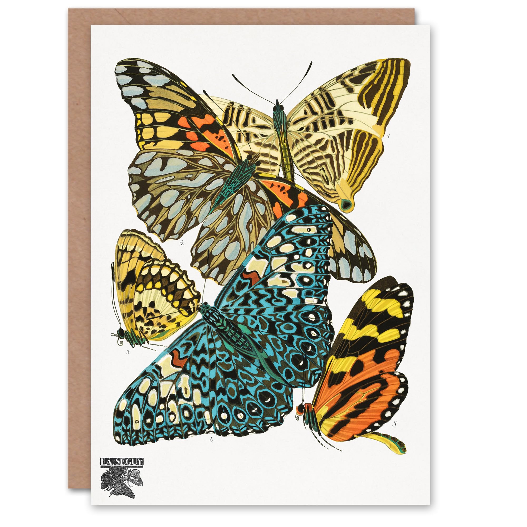 Artery8 Eugene Seguy Art Card Vintage Butterflies Blue Yellow