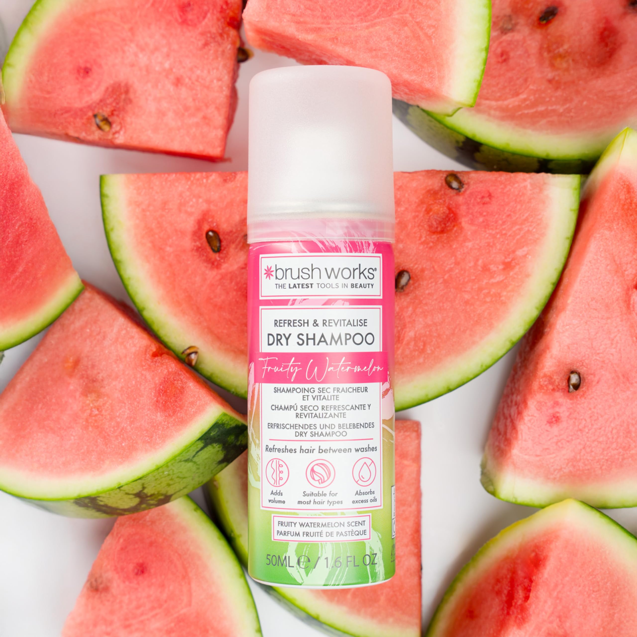 Brushworks Refresh & Revitalise Fruity Watermelon Dry Shampoo - 50ml