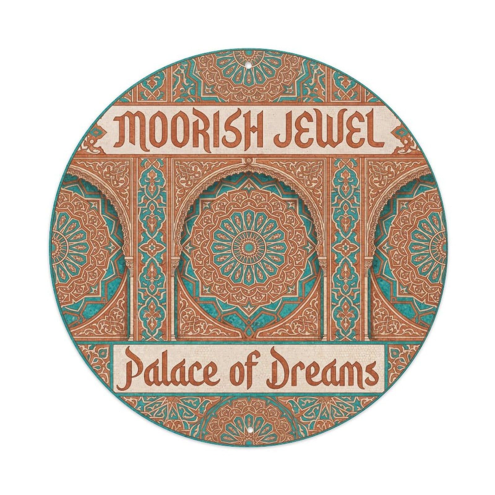 Yrnq Vintage Style Vintage Travel Moorish Palace Jewel Vintage Metal Tin Sign Plaque Wall Decor For Cafe, Club, Garden Round Metal Poster 8X8inch