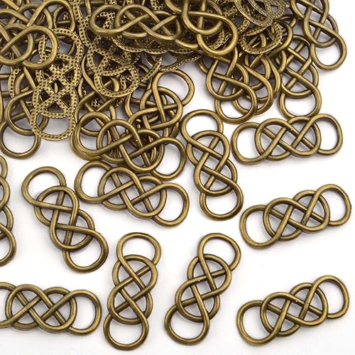 Miniatura 4 de Conector doble símbolo infinito encantos aleación colgante encanto conectores para bricolaje pulsera collar, Metal, Aleación.