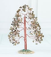 Vista 123 de Rose Quartz Gemstone Tree of LifeNatural Reiki Crystals Gemstone Chakra Tree for Positive Energy, Geode Agate Slice Base, Feng Shui Decor, Good