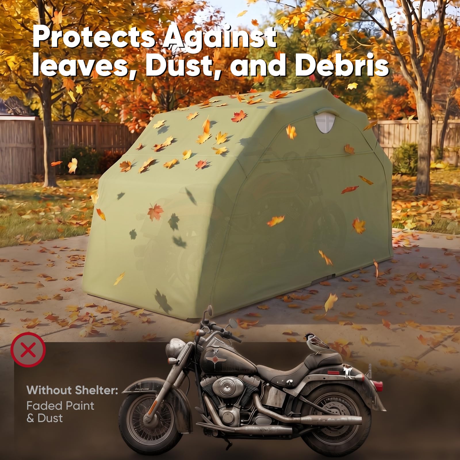 Snapklik.com : Quictent 136"x 54" Motorcycle Garage Storage Pod Shelter ...