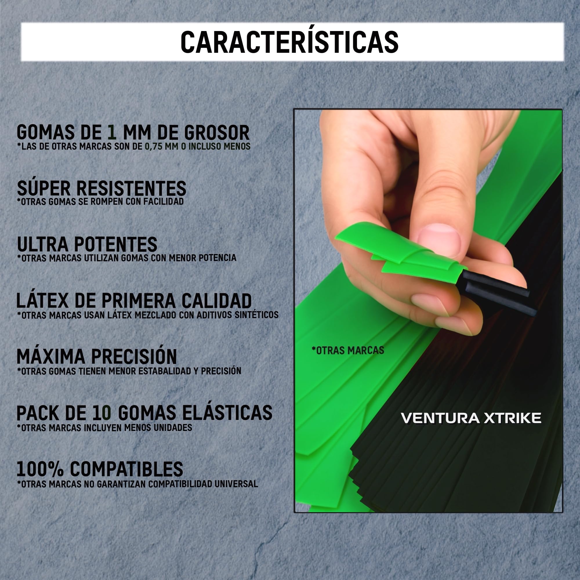 VENTURA SPORT PRO Gomas Elásticas Premium para Tirachinas – Pack 10 Unidades | Color Negro 1 mm Máxima Potencia — view 6