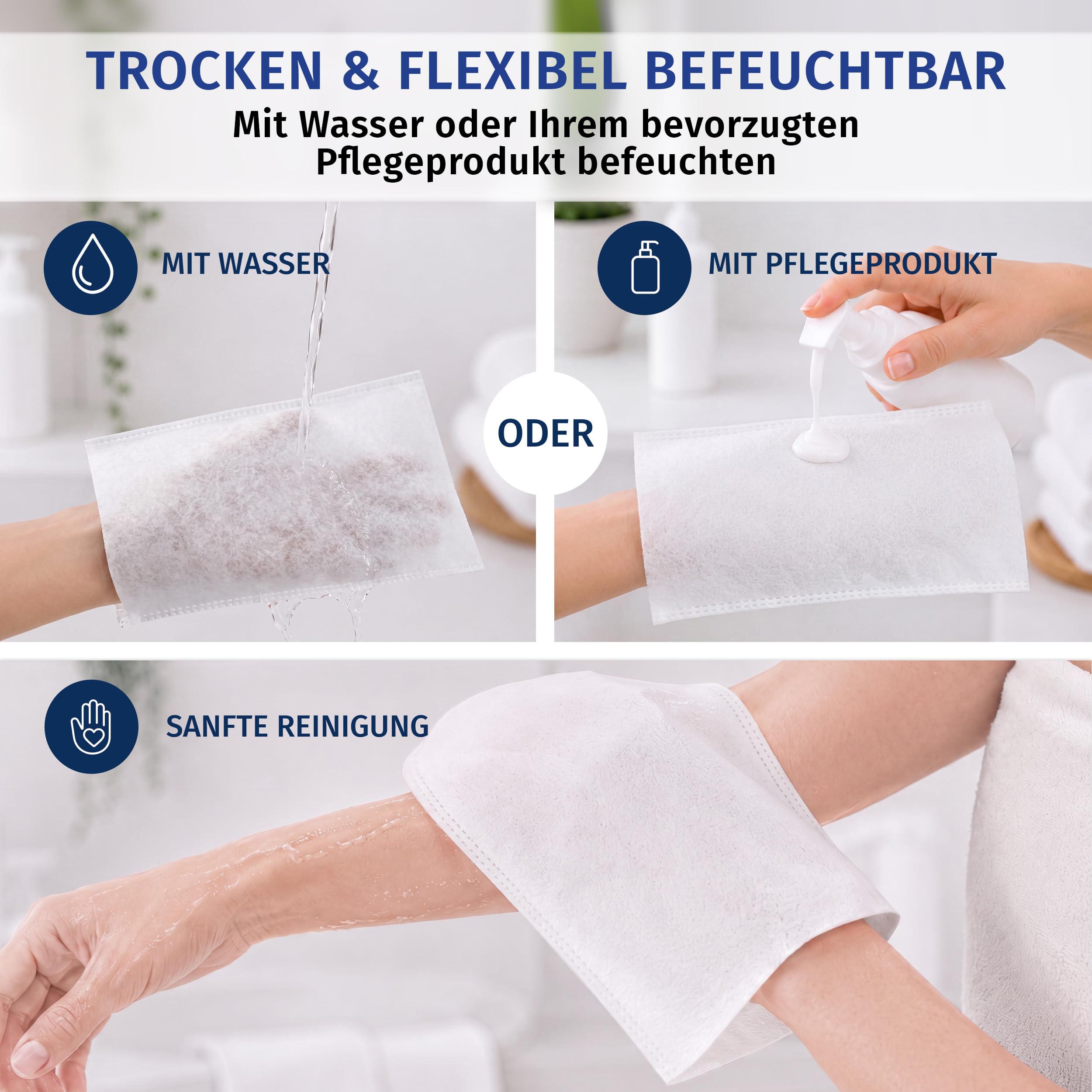 SF Manoplas Desechables 1000 Piezas, Blanco, una vez guante de bano para la higiene íntima y corporal, manopla adecuado para el cuidado del bebé