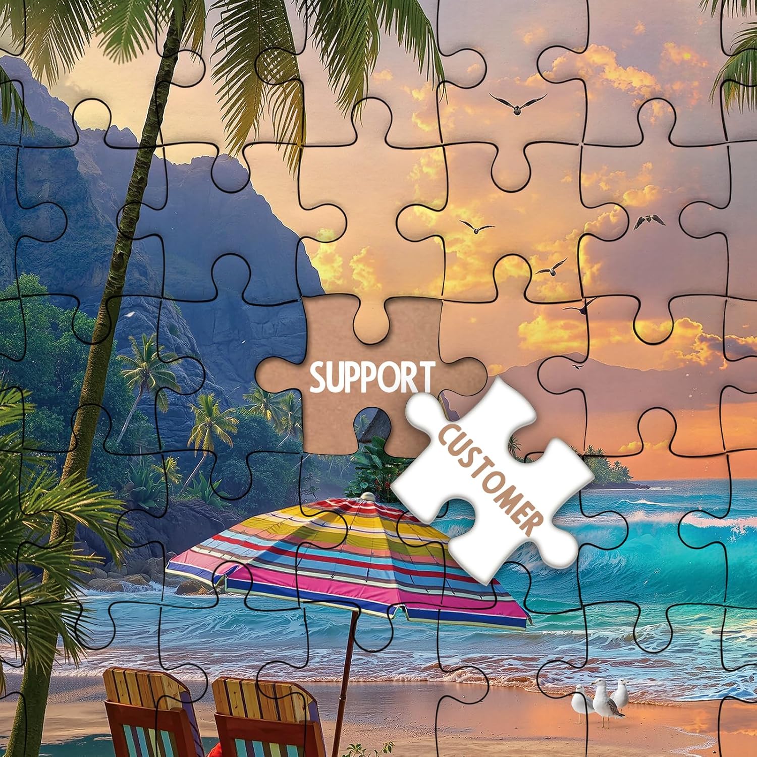Colorful Beach Ocean Puzzles for Adults 1000 Pieces Nature, Beautiful Hawaii Bird Flower Plant Tree Jigsaw Puzzles, Pretty Landscape Sunset Sailboat Floral Scenery Puzzle