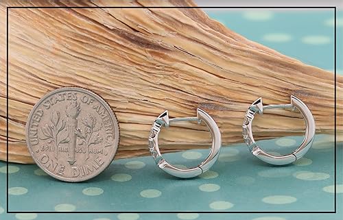 Miniatura 3 de Dazzlingrock Collection Pendientes de aro de 3 piedras para mujer, disponibles en varios diamantes redondos, piedras preciosas y metal en oro