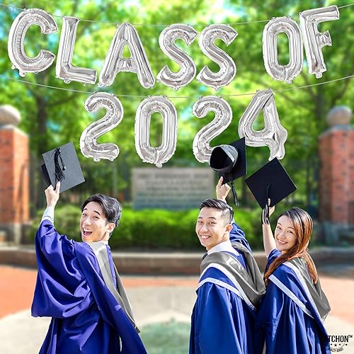 Miniatura 7 de KatchOn, Globos plateados para la clase de 2024, 16 pulgadas, globos de graduación plateados para decoraciones de graduación plateadas, clase de