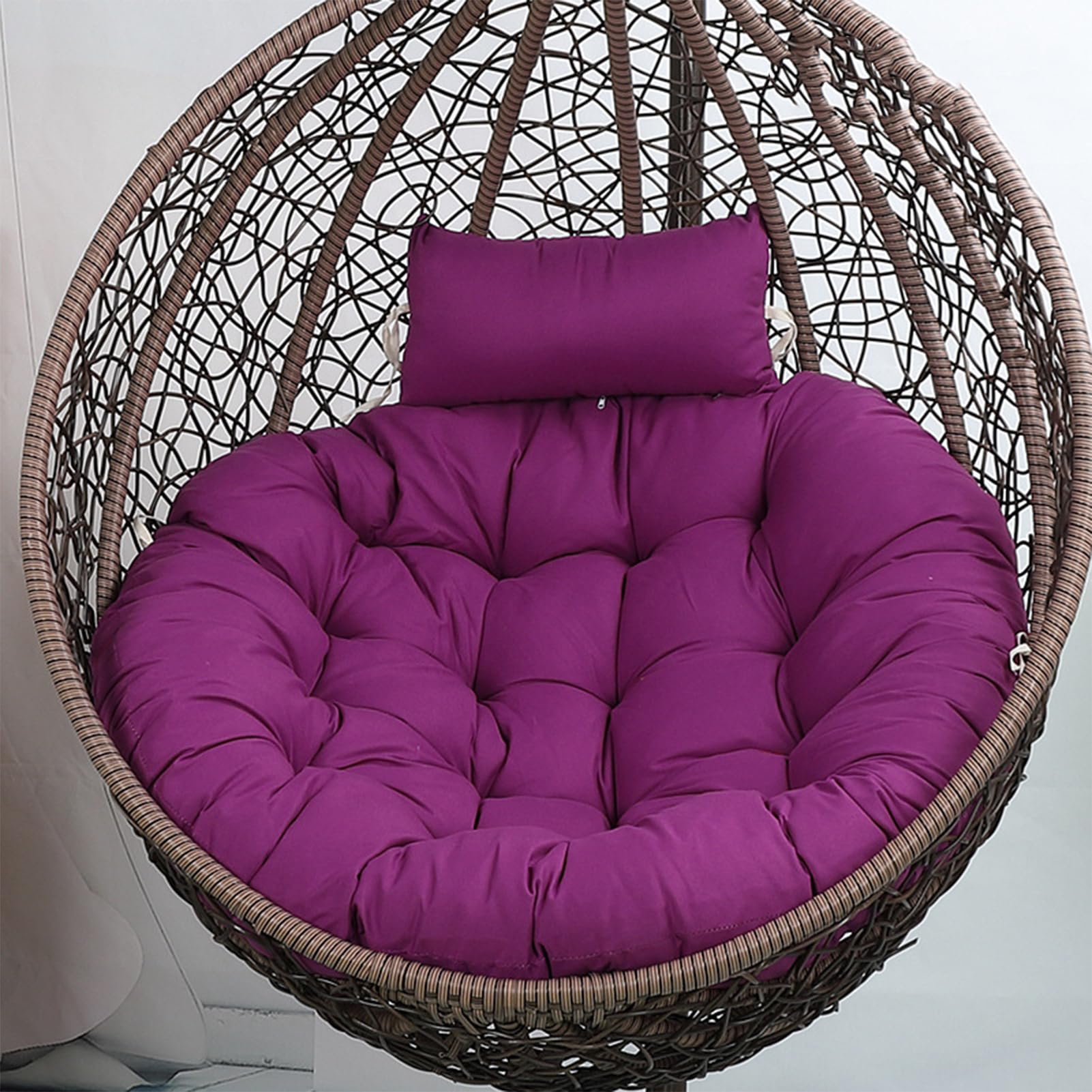 Swing Chair Cushion Soft Thick Egg Chairs Cushion, Includes Head Pillow Breathable Hammock Chairs Hanging Baskets Machine Washable Perfect for Relaxing in Garden Patio or Living Room,NO05,120cm