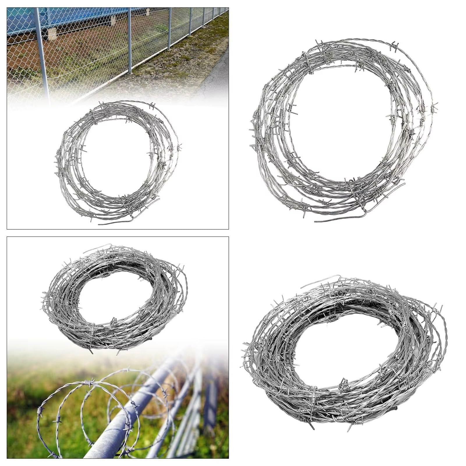 Rollo De Alambre De Púas, Acero Galvanizado Alambre De Púas Real Fácil De Doblar Torsión De Alambre De Doble Línea, Alambre De Espino para Manualidades, Vallas y Disuasión De Bichos,1.8mm,20M
