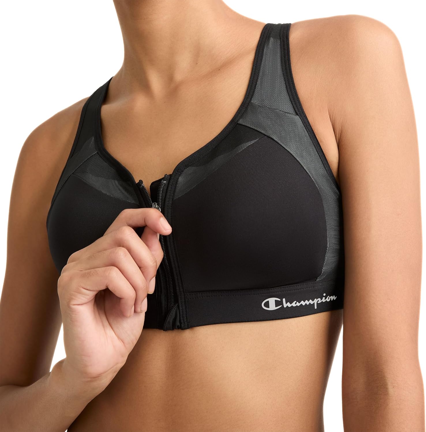Champion Women's Sports Bra, Motion Control Zip High-impact Sports Bra, Wirefree Bra for Women - Image 3