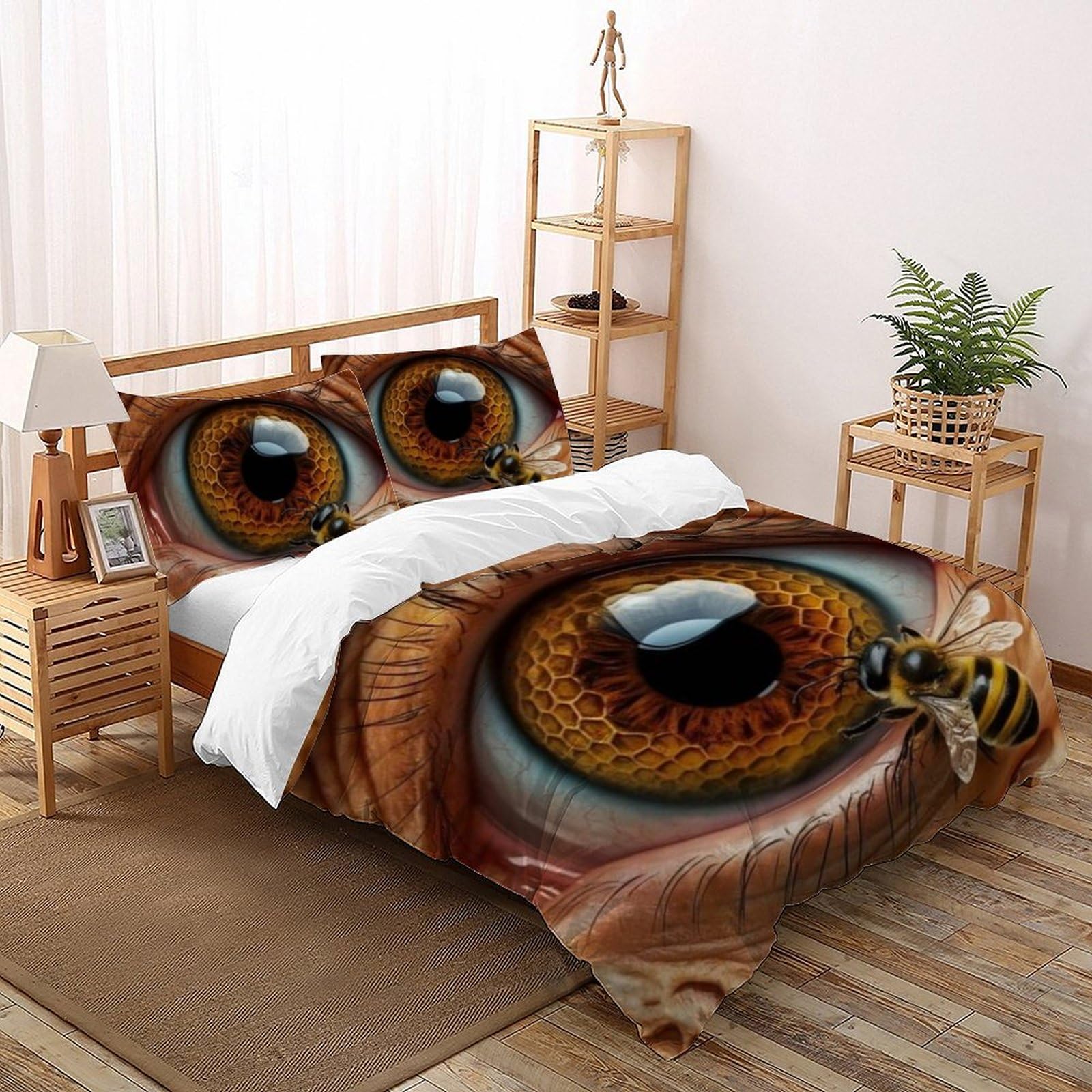 Housse de couette double Animaux Animauxs 3D sans pli pour grand lit de fille